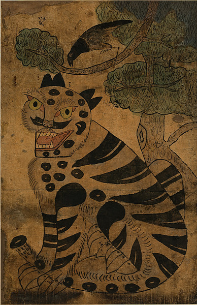 까치호랑이, 조선 후기, 종이에 채색, 93×60cm, 가나문화재단 소장.