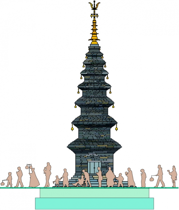 불기2567(2023)년 부처님오신날 연등회의 '상징등'인 광화문 '수마노탑'이 4월 26일 불 밝힌다. 사진은 수마노탑 시안.