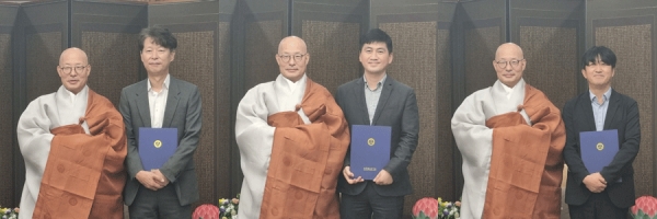 윤승환 총무차장, 김용구 기획차장, 전창훈 사서차장(왼쪽부터)